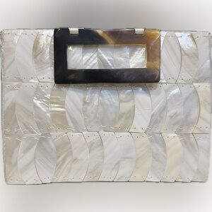 VTG MOP MOTHER OF PEARL TORTOISE BAG PURSE CLUTCH TOTE EVENING HAND HELD LUX 8x6